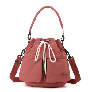 GStar Korean Niche Design Drawstring Sling Bag Multipurpose Ladies Handbag Commuter Bucket Bag Lightweight Nylon Bag