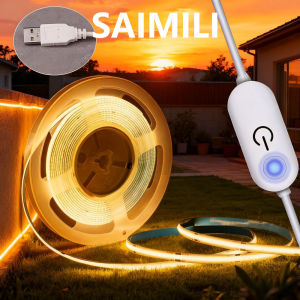 Touch Switch COB LED Strip Light 5V USB High Density RA90 Dimmable Flexible Tape TV Backlight Mirror Room Linear Lightings Decor