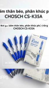 Bút gel bấm Chosch CS-K35A 0.5mm ống mực to màu mực xanh Nhật( xanh lợt).