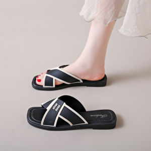 Black PVC Water-Resistant Summer Outdoor Sandals Womens Fashionable Beach Ladies Slip-On Shoes Casual Hollow out Design