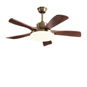 HUANGJIANG | Retro Walnut Finish Ceiling Fan Light