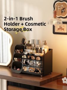 Meisda Large Capacity Cosmetic Storage Box Lipstick Skincare Jewelry Desktop Organizer Rack Dust Cover Drawered Acrylic Case