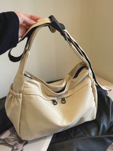 Canvas Bag Female College Student Class Book Fashion Cool Style Messenger Bag Work Work Clothing Large Capacity Postman One-Shoulder Bag Men