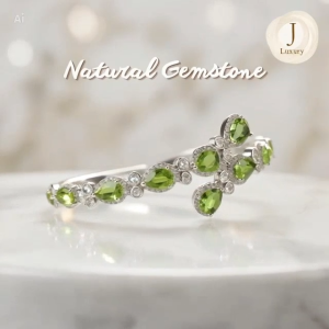 Teardrop Leaf Peridot Bracelet Bangle