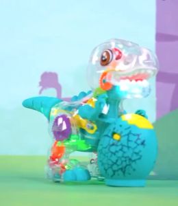 เล่นไฟฟ้า รูปไดโนเสาร์ เกียร์โปร่งใส พร้อมไฟเพลง หมุนได้ ร่วมกับของขวัญวันเกิด