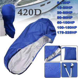 420D 6-225HP Boat Full Outboard Engine Cover Waterproof Sunshade Dust-proof Protection Blue For 6-225HP Motor