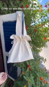 Akira Bag - Túi tote dây rút vải canvas màu pastel ( 2 lớp) - Mimosa Handmade