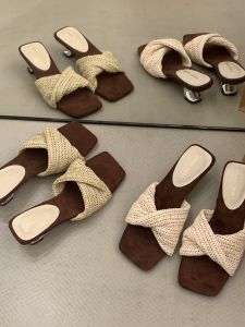 Vintage Woven French Heeled Sandals Square Toe One-strap Design For Summer