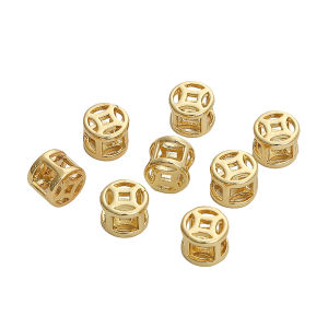1pc 14K Gold Plated Brass Cion Beads For DIY Bracelet Necklace Jewelry Making