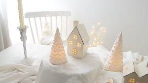Nordic Creative Ceramic House Christmas Decorations Christmas Glow Snow House Home Decoration