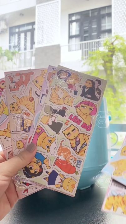 Combo 100 sticker mèo Mỹ Diệu bầy hầy decal siêu dễ thương hot trend hình dán chất liệu chống thấm nước