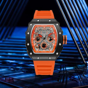 Casual Advanced Trend Automatic Quartz Hollow Luminous Sports Barrel-Shaped 1706 Mens Watch