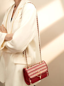 Red Checkered Love Small Square Bag Womens Crossbody Bag Wedding Gift for Girlfriend New Years Gift City Simple Style Soft Bag