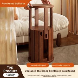 Thickened Solid Wood Folding Stool round Home Use Restaurant Dining Table Stool Living Room Coffee Table Folding Stool