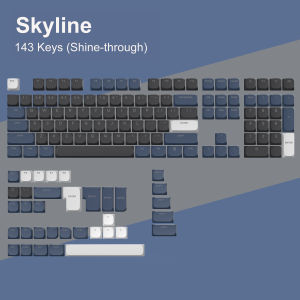 WOMIER 143 Key Black Low Profile PBT Keycaps Double Shot Custom Key caps for Gateron Cherry MX Switches Gamer Mechanical Keyboard