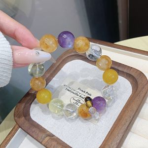 Thời trang tự nhiên pha lê vòng tay nữ mới nguyên bản pha lê vòng tay tinh khiết tự nhiên nhẹ sang trọng tuyệt đẹp Dobao pha lê vòng tay hoa keo vàng kiếm tiền sự nghiệp năng lượng pha lê vòng tay