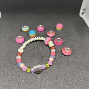 Handmade beaded bracelet with candy colours