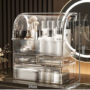 เครื่องสําอางกล่องเก็บของอะคริลิกอเนกประสงค์ความจุขนาดใหญ่ กล่องเก็บลิปสติกกันฝุ่นกันน้ำแบบใส