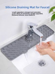 Kitchen Faucet Silicone Drain Mat Sink Splash Proof Cuttable Water Catching Pad Countertop Slope Washing Stand Rectangle