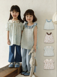 YOEHYAUL | Áo Blouse Hoa Cotton Thoáng Khí Dễ Thương