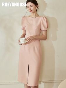 Đầm cổ thuyền tay phồng ngắn dáng suông trơn