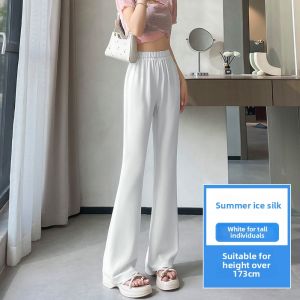 JIANGLU | Slimming Ice Silk Horse Hoof Pants Womens Summer Thin New Loose Suit Wide Leg Pants High Waist Long Trousers Polyester Fiber