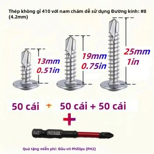 150 Chiếc 410 SS # 8 Bộ Vít TEK Tự Khoan Đầu Chữ Thập Phillips Cấp 8.8 Để Sửa Chữa Đồ Nội Thất Bằng Kim Loại DIY 3 Chiều Dài Kèm Theo Mũi Khoan MIỄN PHÍ