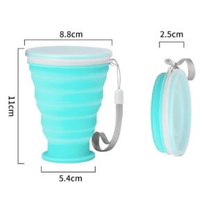 300ml Silicone Folding Mug - Leakproof Portable Travel Cup W/Carabiner for Camping/Sports/Coffee Collapsible Tea Water Bottle
