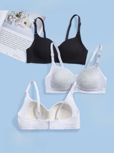 miiow | Cat Girl Teenage Underwear Fixed Cup Bra For Middle And High School Students 14-18 Years Old Developmental Stage Three-quarter Cup V-neck