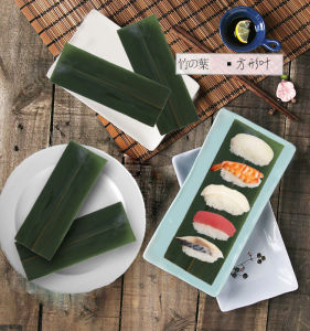 Natural Bamboo Leaf Fresh Green Decorative Dishware Sushi Making Tool Kitchen Utensil 100 Pieces for DIY Japanese Cuisine