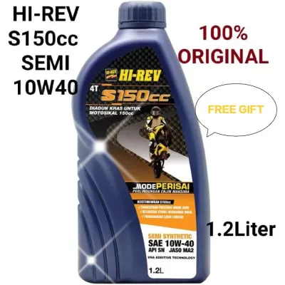 [ 1.2 Litre ] 10W40 RS150 100% Original HIREV HI-REV 4T S150CC S150 Engine Oil Minyak Hitam 150CC SEMI SYNTHETIC