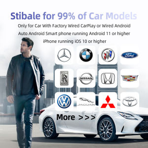 Wireless CarPlay Android Auto Adapter for Factory Wired Car 2in1 Smart Dongle for Audi Mercedes Mazda Toyota Ford Nissan Camry