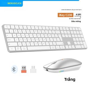 Bộ Bàn Phím Chuột Không Dây Sạc Lại NexusClick Kết Nối 2.4G BT 4 Kênh Phím Mỏng Êm Ái DPI Điều Chỉnh Được Dùng Cho Mac Và Văn Phòng