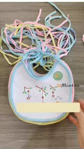 Set 2 yếm ăn dặm cho bé sơ sinh màu lót nilong  chất liệu vải 100% cotton thương hiệu MINTUU - Hana’s kids