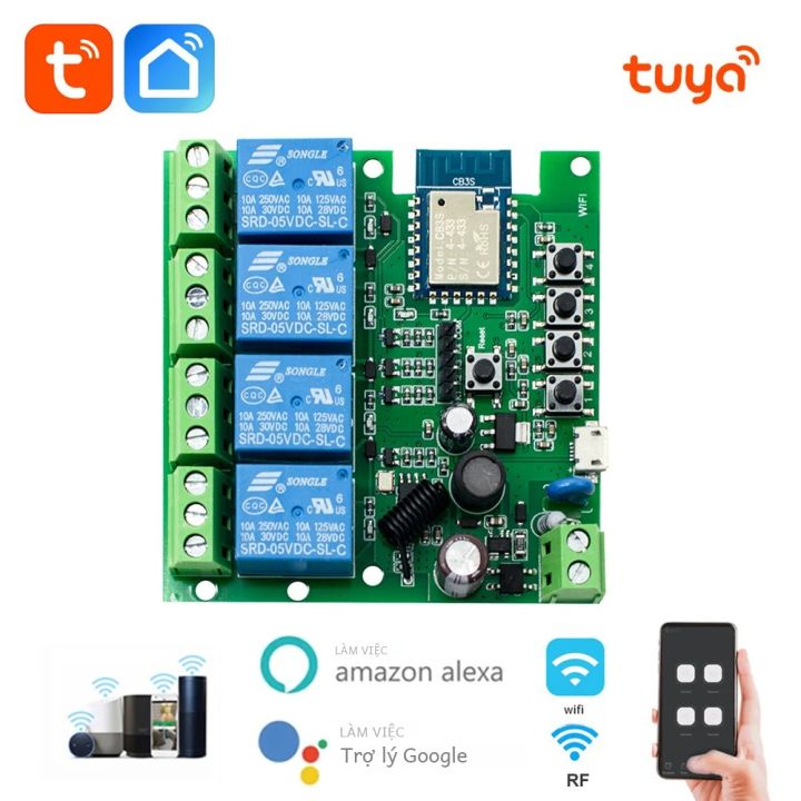 Mô-đun Rơle 4 Kênh Smart Switch Tuya 7-32V 12V 220V 85-250V Tương Thích ...