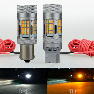(2PCS) New Arrival WY21W 7440 PY21W P21W 1156 Switchback LED Bulbs W21W T20 Dual Color Canbus Ready No Hyper Flash Turn Signal Lights and DRL/Parking Lights (Amber/White )