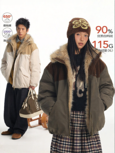 JNXS | Faux Suede Fur Insulated Down Jacket