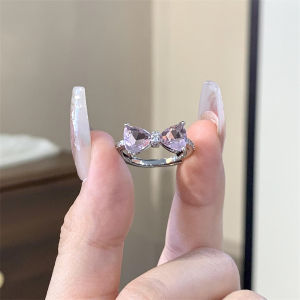 แหวนเพชร Zircon Flashing Sweet Cool Style Butterfly Knot Fashion Personality Match All High-End Luxury for Women