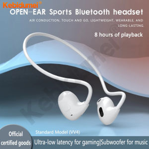 Kebidumei Bluetooth 5.3 Earphones Open-Ear Headphones Touch Control Headset HiFi Stereo Earbud With Microphone for Phone