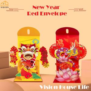 Vision 1Pc Creative 3D Money Packet Chinese New Year Red Packet CNY Red Envelope Bag Lucky Money For Wedding Birthday Spring Festival Lucky Bag 新年红包