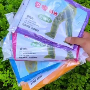 10Pcs Disposable Rain Pants Waterproof Plastic Long Tube Rain Pant with Shoe Cover Free-Size