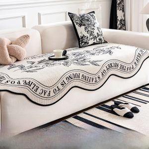 ที่วางหมอนโซฟาแบบกันลื่นทรงไม่เท่ากันหนา ผ้าคลุมแบบฝรั่งเศส ที่วางหมอนแบบใหม่ป้องกันการขัดเกลาในฤดูใบไม้ผลิและฤดูหนาวที่มีความรู้สึกหรูหรา