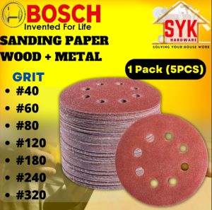 SYK Bosch Sanding Paper Set with Hole Wood and Metal Polishing Paper Kertas Pasir Polish Bulat Lubang