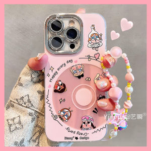 Full Coverage iPhone Case Cute Cartoon Pink Laser Engraving Silicone Shell Apple 16Promax 15Pro Flash Powder Lens CD Crying Baby