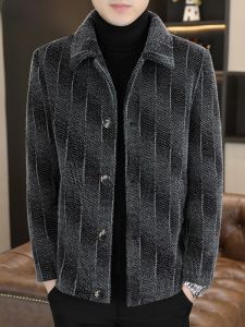 HENGYUANXIANG | Hengyuanxiang Mens Woolen Jacket Autumn Winter Thickened Gold Mink Velvet Stand Collar Coat Fashionable Youth Urban Style