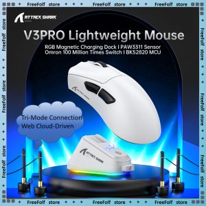 ATTACK SHARK | ATTACK SHARK V3PRO Lightweight Mouse25000DPIPAW3311 Sensor1KHz Polling Rate400IPS40GWired/2.4G/BTWeb Cloud-Driven