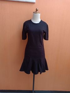 mini midi dress wanita hitam CERISE cewek S M cute lengan pendek MEWAH