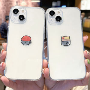 Creative Transparent Cat Dog Phone Case for  16Promax 15MacBook 14Plus 13Mini Couple 12 Soft Silicone Protective Cover