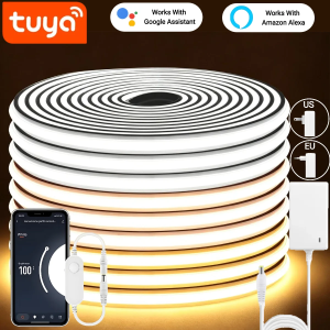 Smart Solid Silicone COB LED Neon Light Tuya APP & Alexa/Google Home APP Voice Control 3 Color Temperature Dimmable Strip