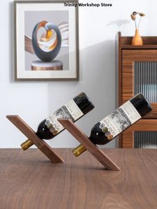 Creative Black Walnut Wine Rack Japanese Style Balance Wine Home Decorative Display Wine Bottle Stand Storage Wine Holder